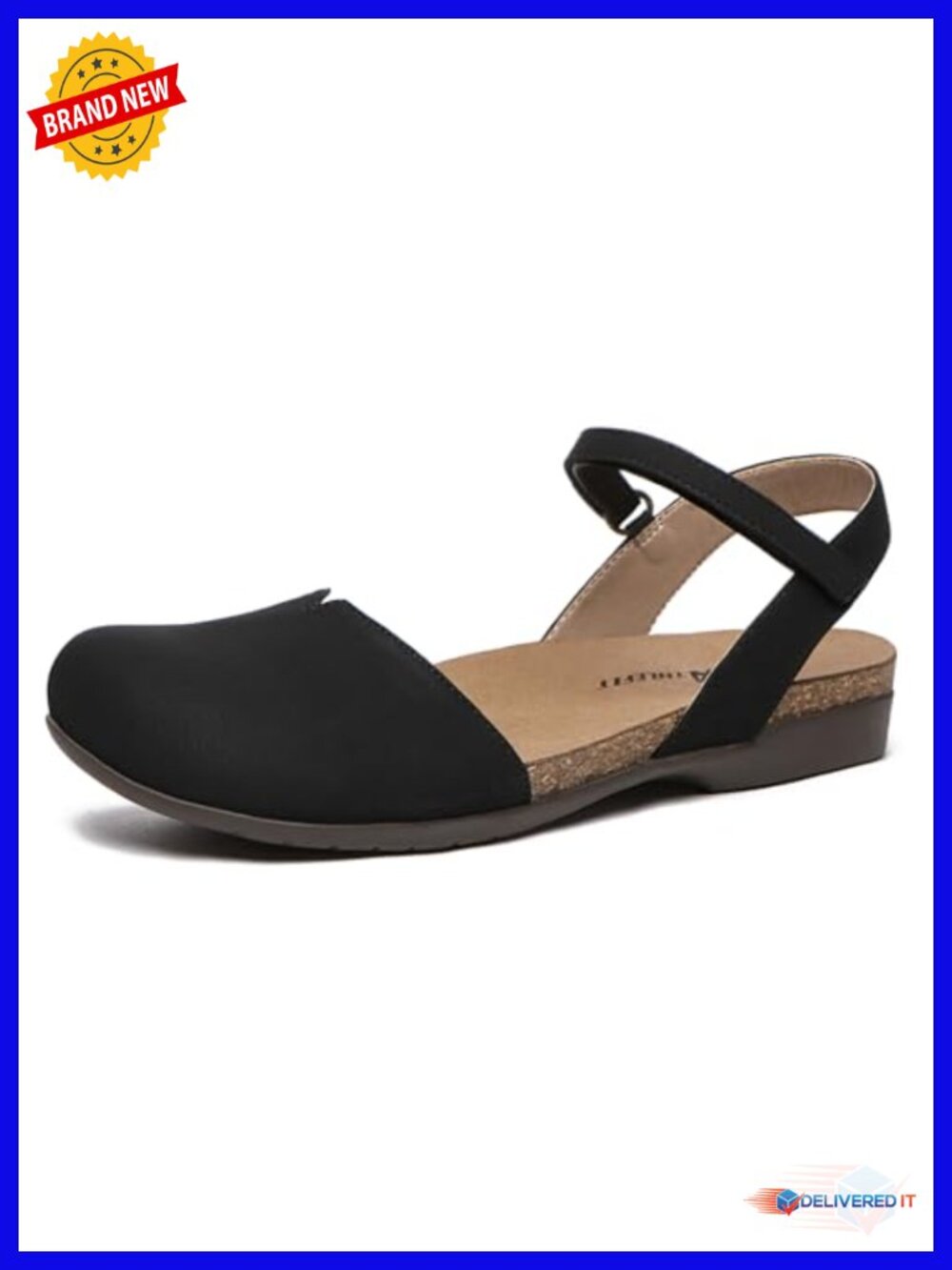 Closed Toe Sandals with Cork Footbed Arch Support Flat Sandals